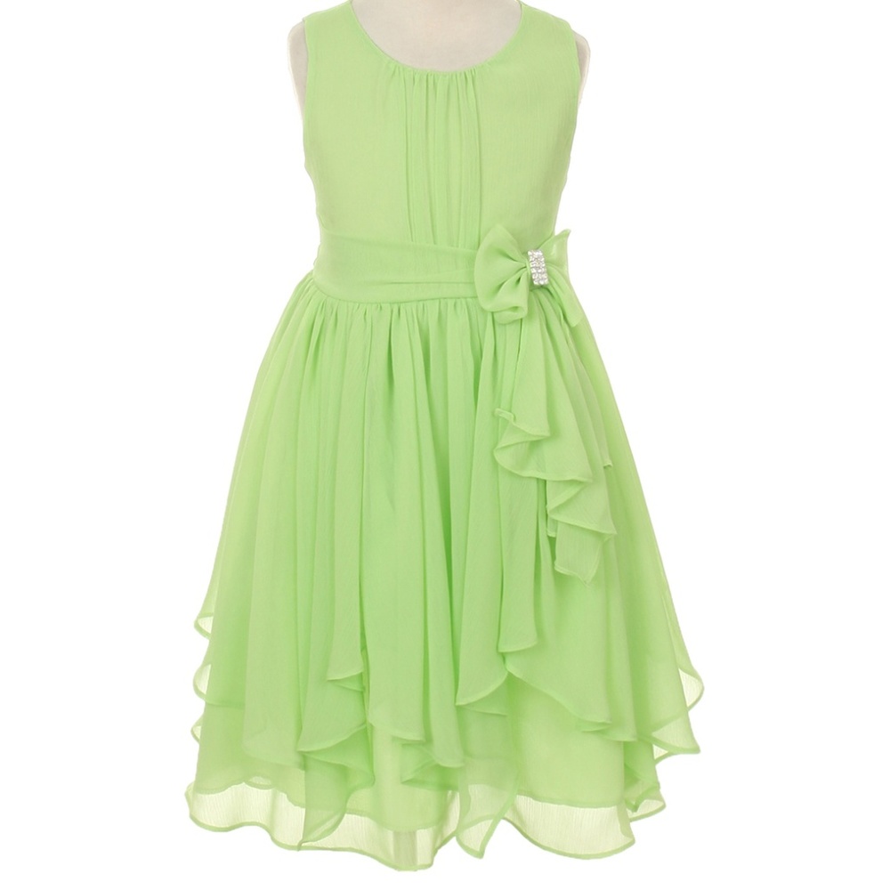 Chiffon Layers Sleeveless Flower Girl Dress Mint